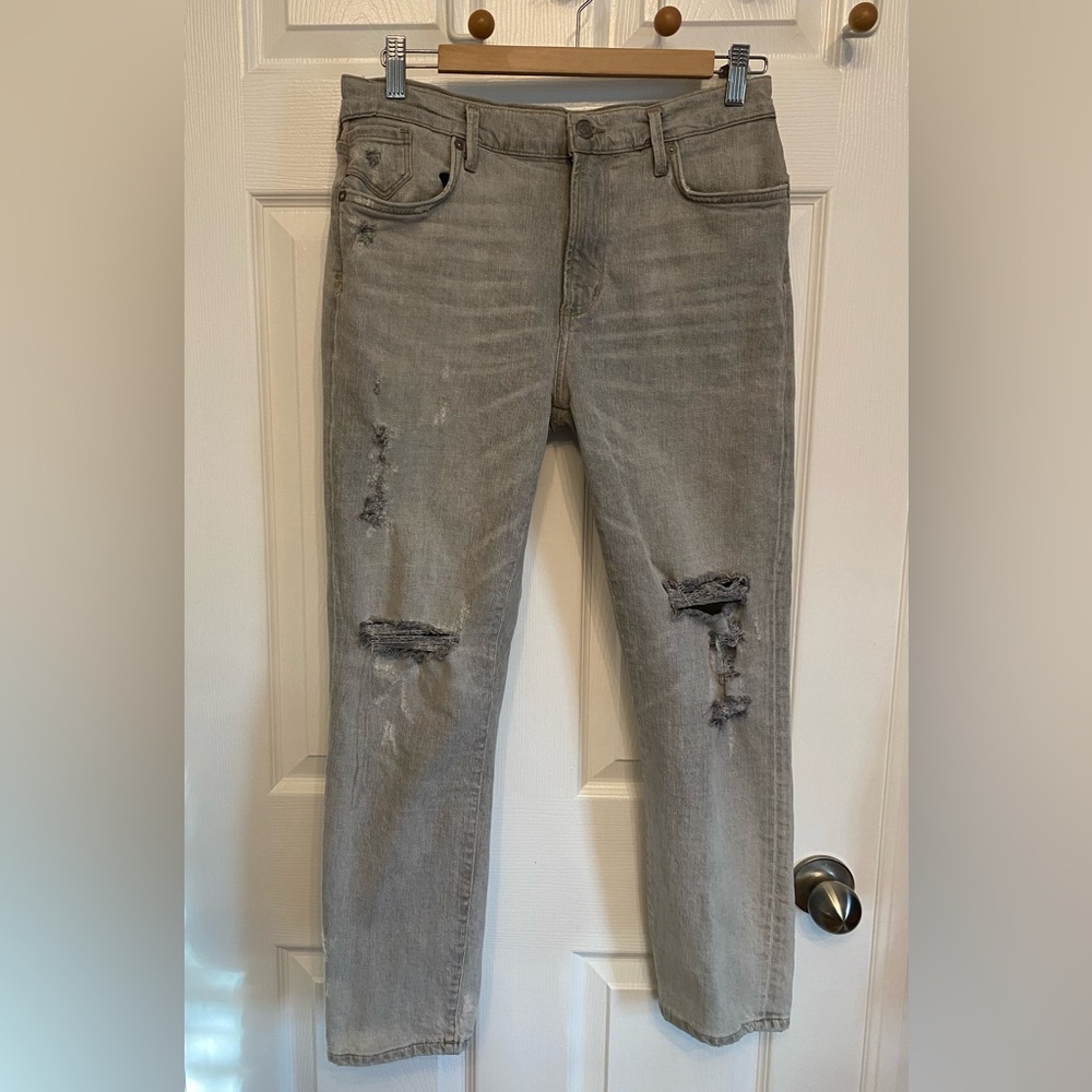 AGolde Feel Good Grey Denim Skinny Crop Stretch Jeans Style A018D 786 Cut 40627
